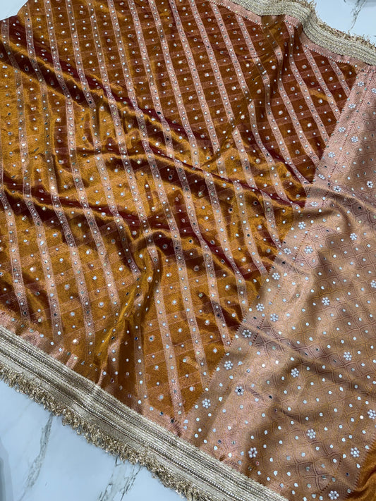 Banarasi Soft Tissue Silk Saree With Mirror Work