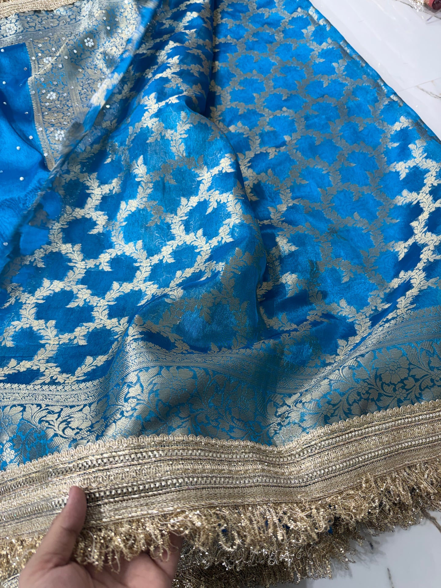 Banarasi Soft Tissue Silk Saree With Mirror Work