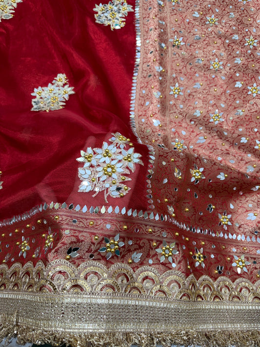 Banarasi Soft Tissue Silk Saree With Embroidery Work or Mirror work