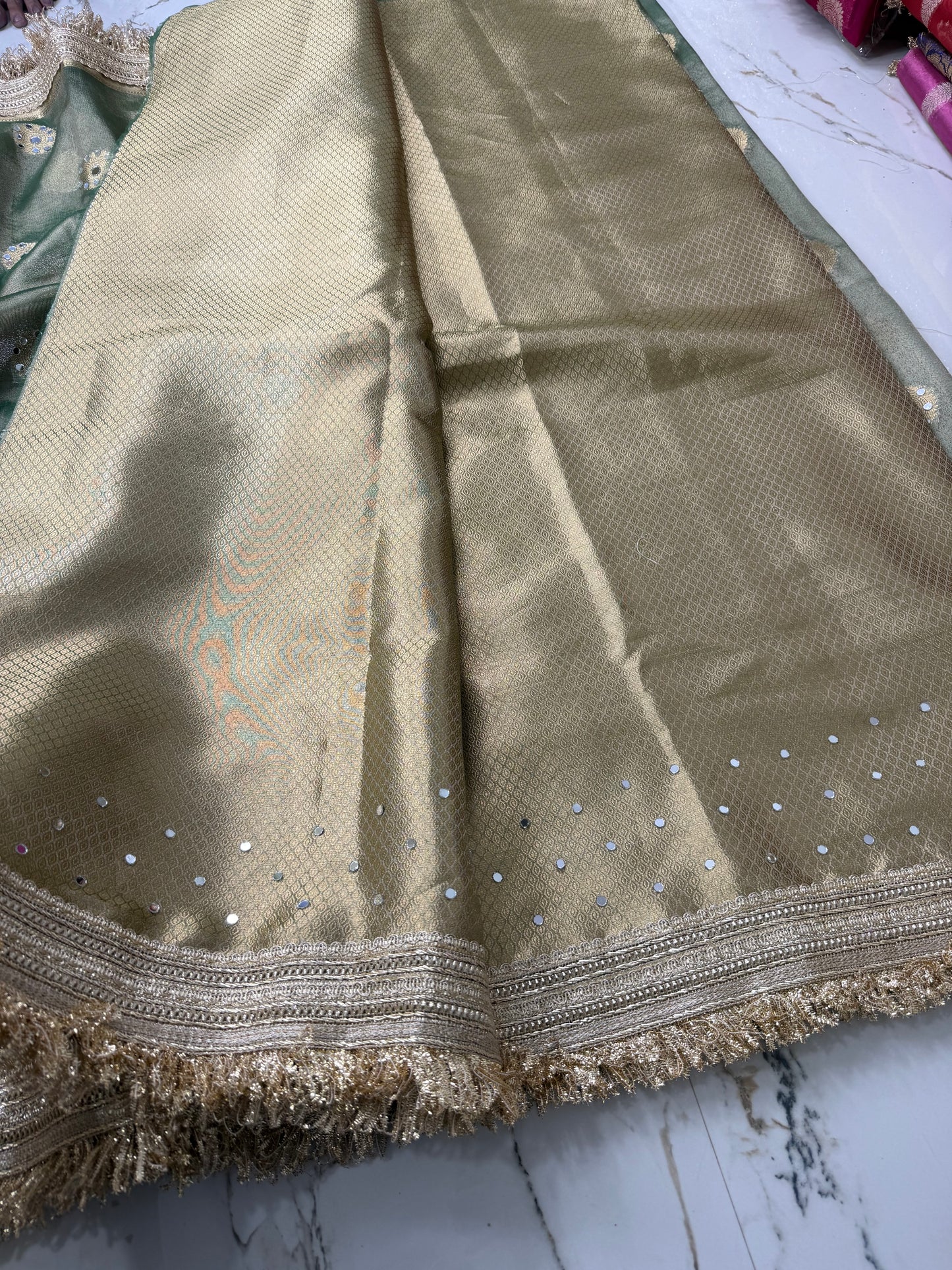 Banarasi Soft Tissue Silk Saree With Mirror Work