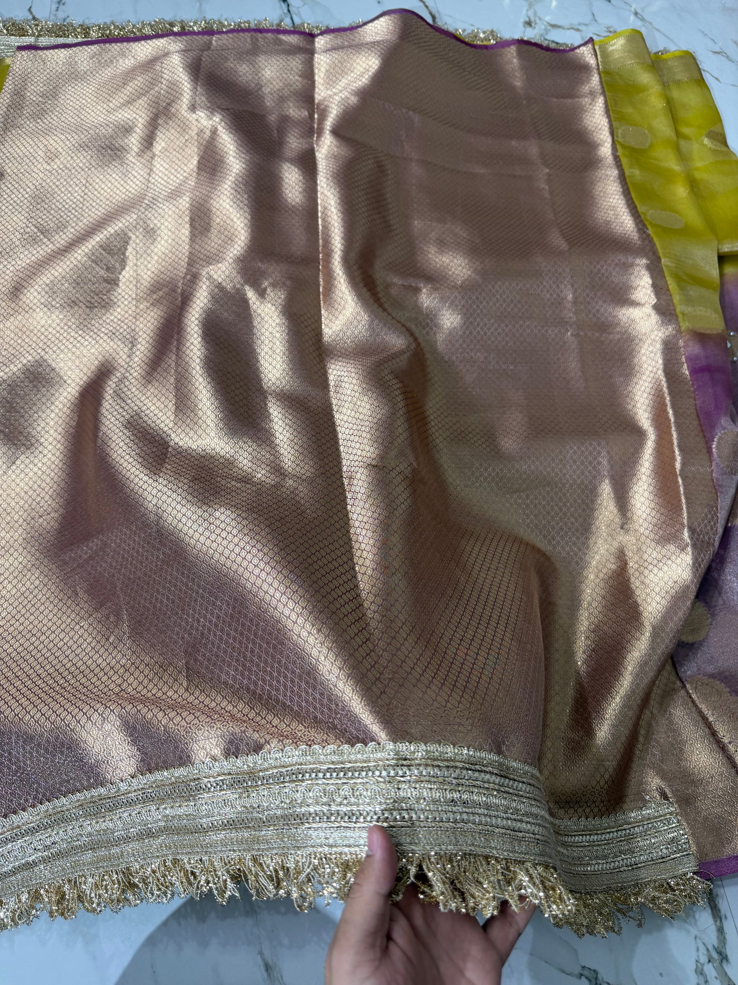 Banarasi Soft Tissue Silk Saree With Mirror And Pearl Work
