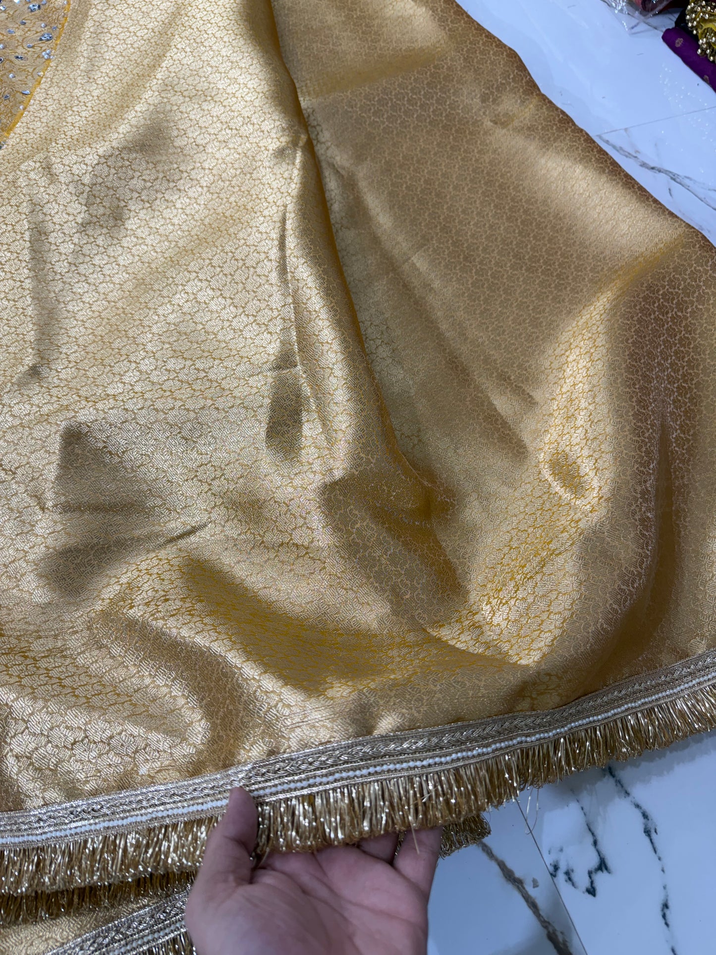 Banarasi Soft Tissue Silk Saree With Mirror And Pearl Work