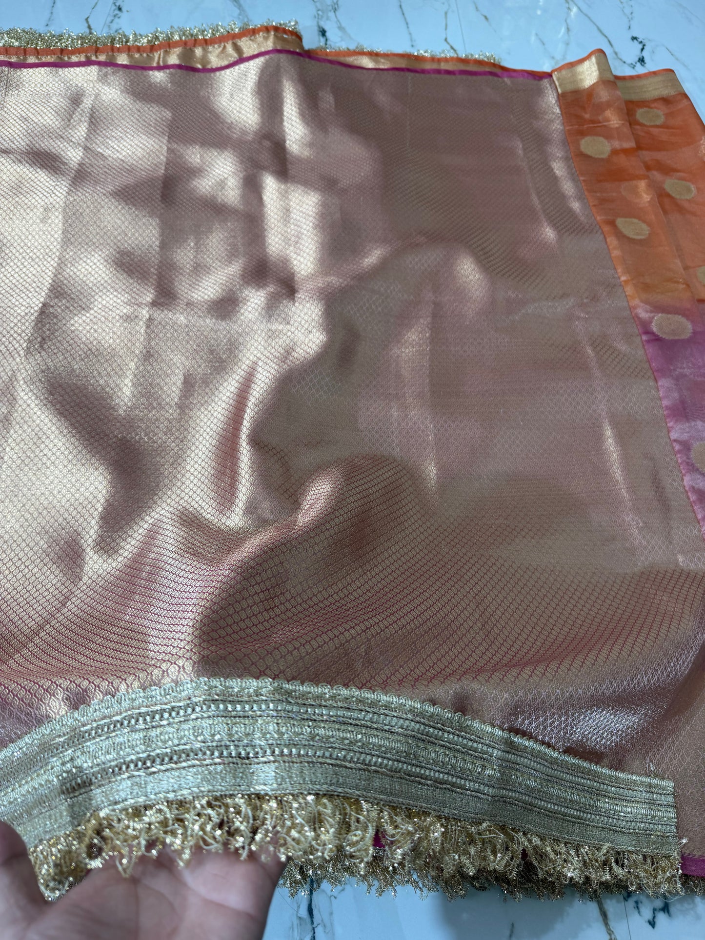 Banarasi Soft Tissue Silk Saree With Mirror And Pearl Work