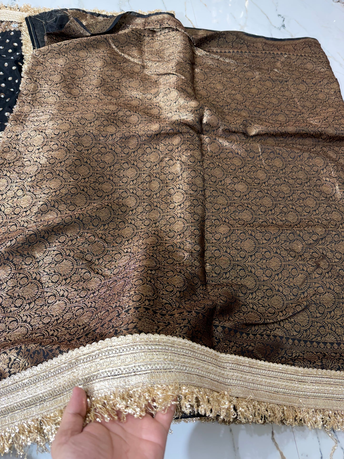 Banarasi Soft Warm Silk Saree With Mirror And Pearl Work