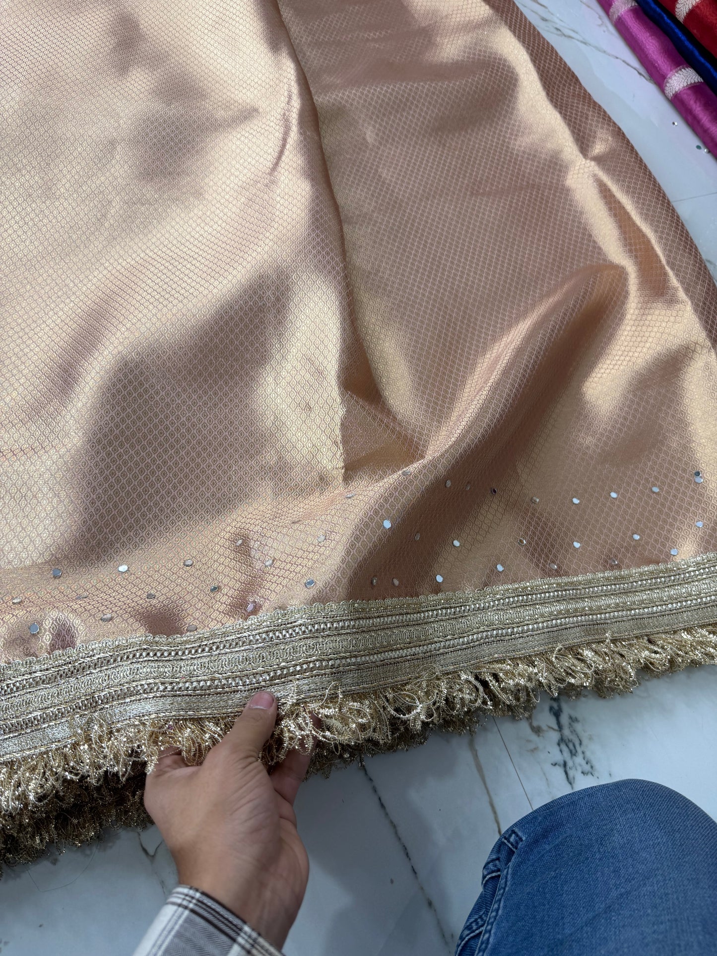 Banarasi Soft Tissue Silk Saree With Mirror Work