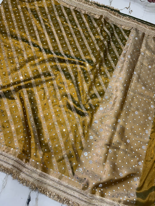 Banarasi Soft Tissue Silk Saree With Mirror Work