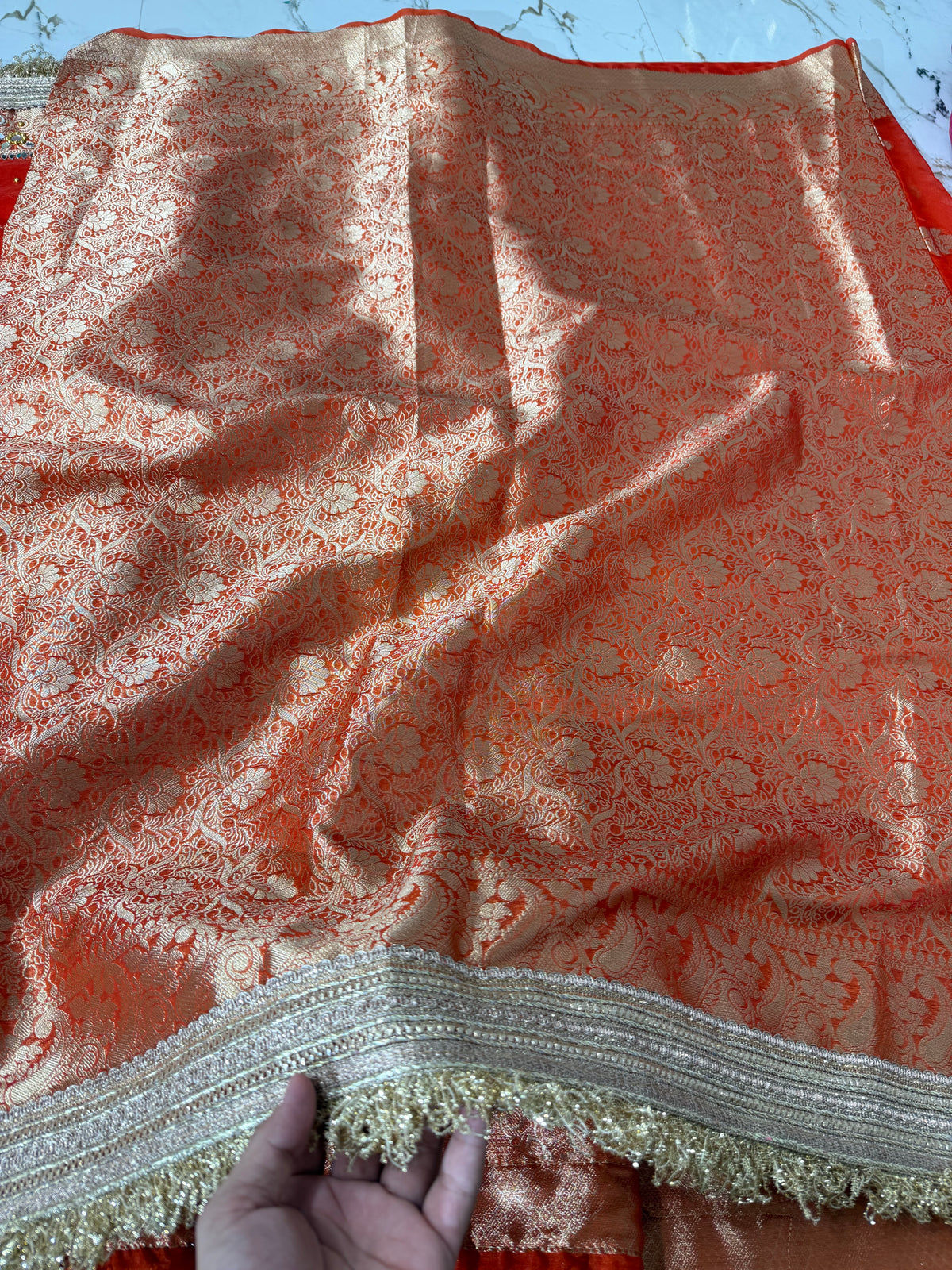 Banarasi Premium Quality Soft Kora Silk Saree With Mirror And Ghunghroo Work