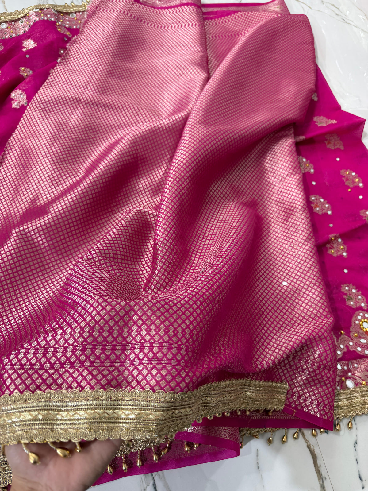 Banarasi Soft Georgette Silk Saree With Mirror And Ghunghroo Work