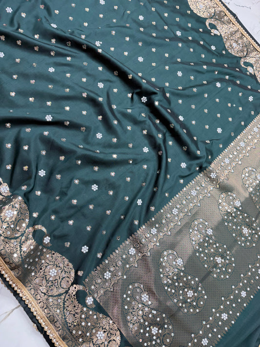 Banarasi Soft Silk Saree With Mirror Work