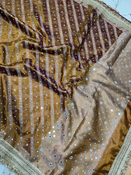 Banarasi Soft Tissue Silk Saree With Mirror Work