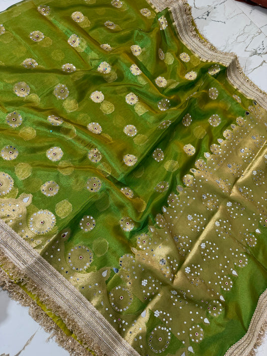 Banarasi Soft Tissue Silk Saree With Mirror Work