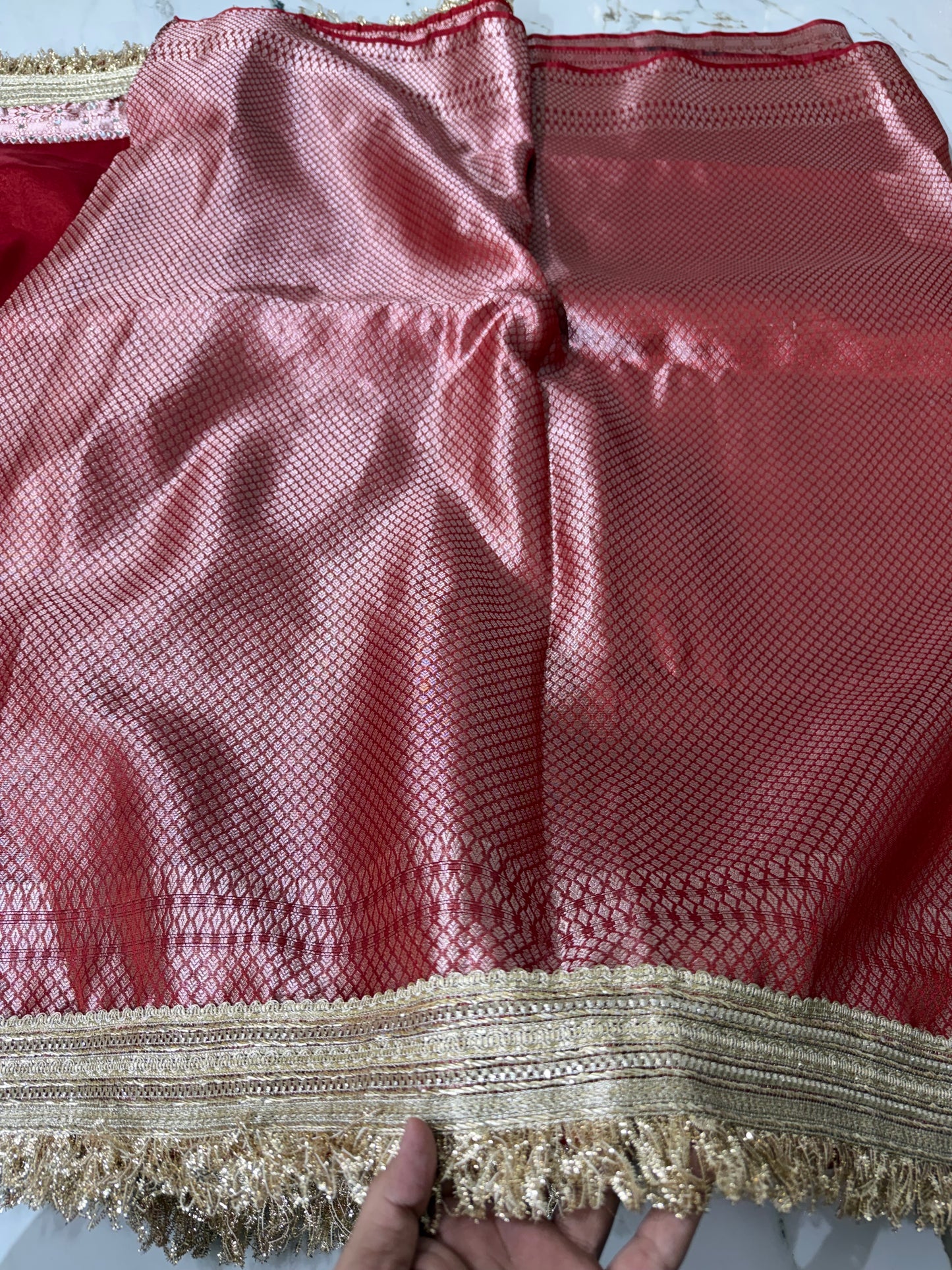 Banarasi Soft Tissue Silk Saree With Mirror And Pearl Work