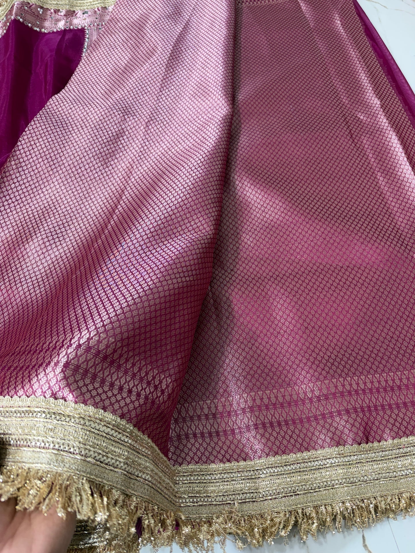 Banarasi Soft Tissue Silk Saree With Mirror And Pearl Work