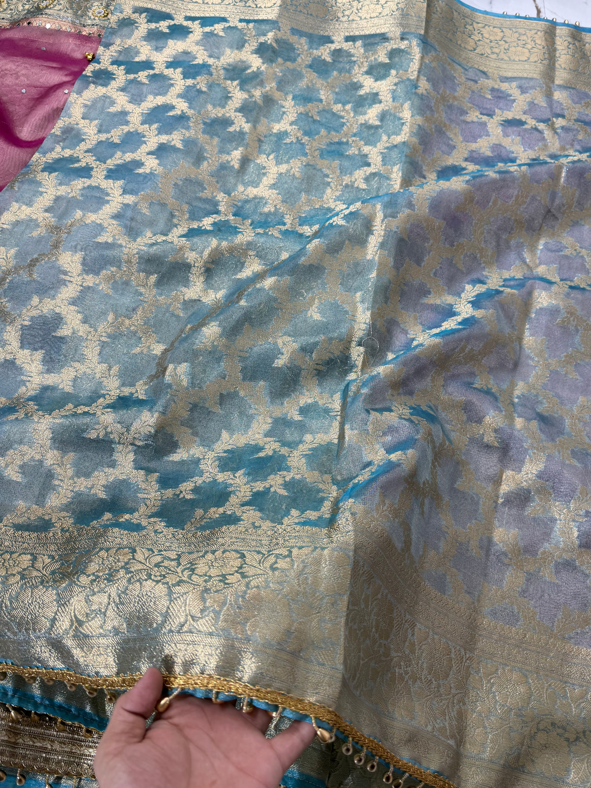 Banarasi Soft Tissue Silk Saree With Mirror And Ghunghroo Work