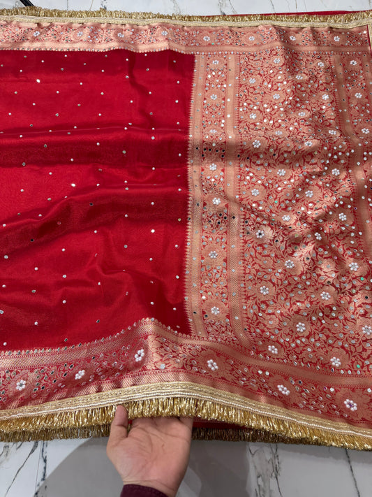 Banarasi Soft Tissue Silk Saree With Mirror Work