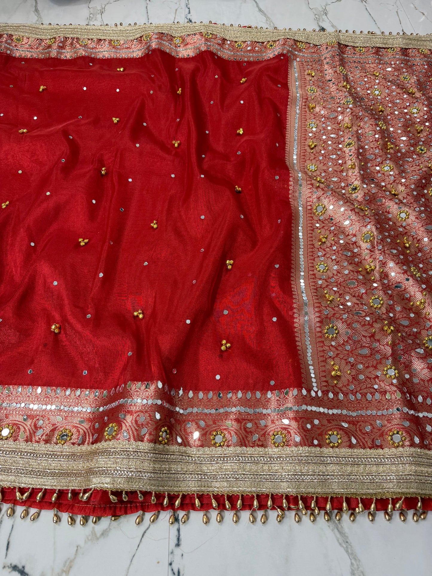 Banarasi Soft Tissue Silk Saree With Mirror And Ghunghroo Work