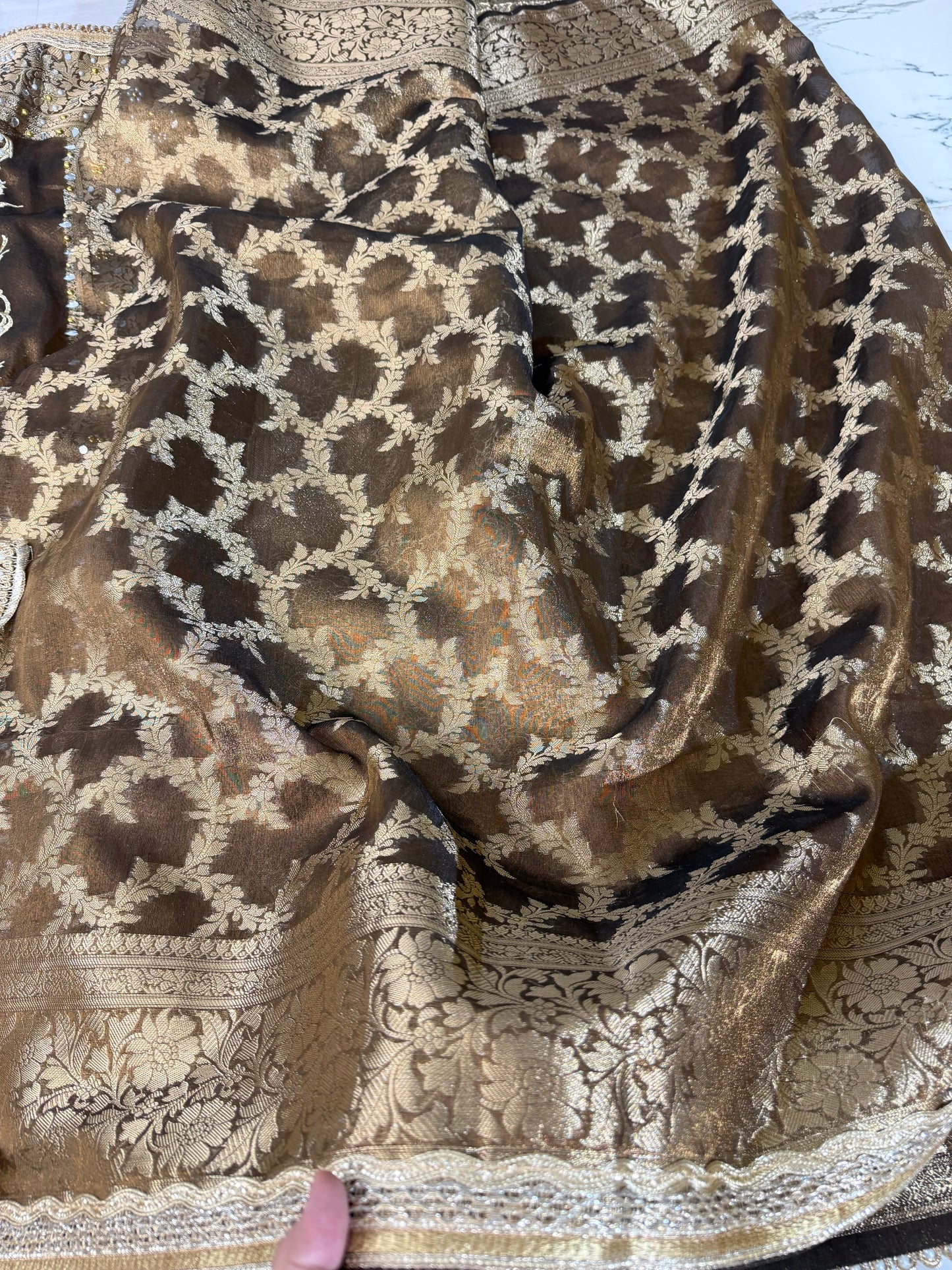 Banarasi Soft Tissue Silk Saree With Embroidery Work or Mirror Work