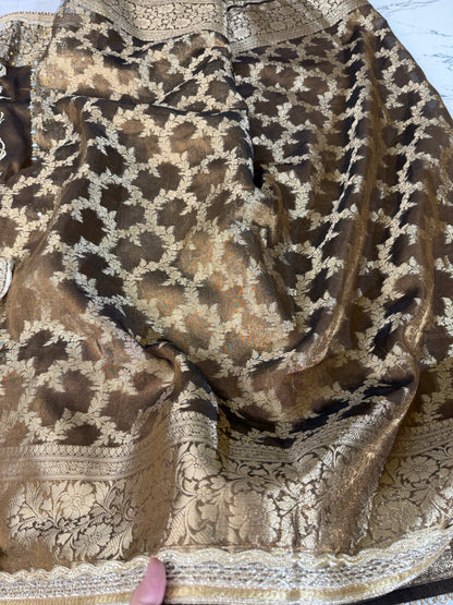 Banarasi Soft Tissue Silk Saree With Embroidery Work or Mirror Work