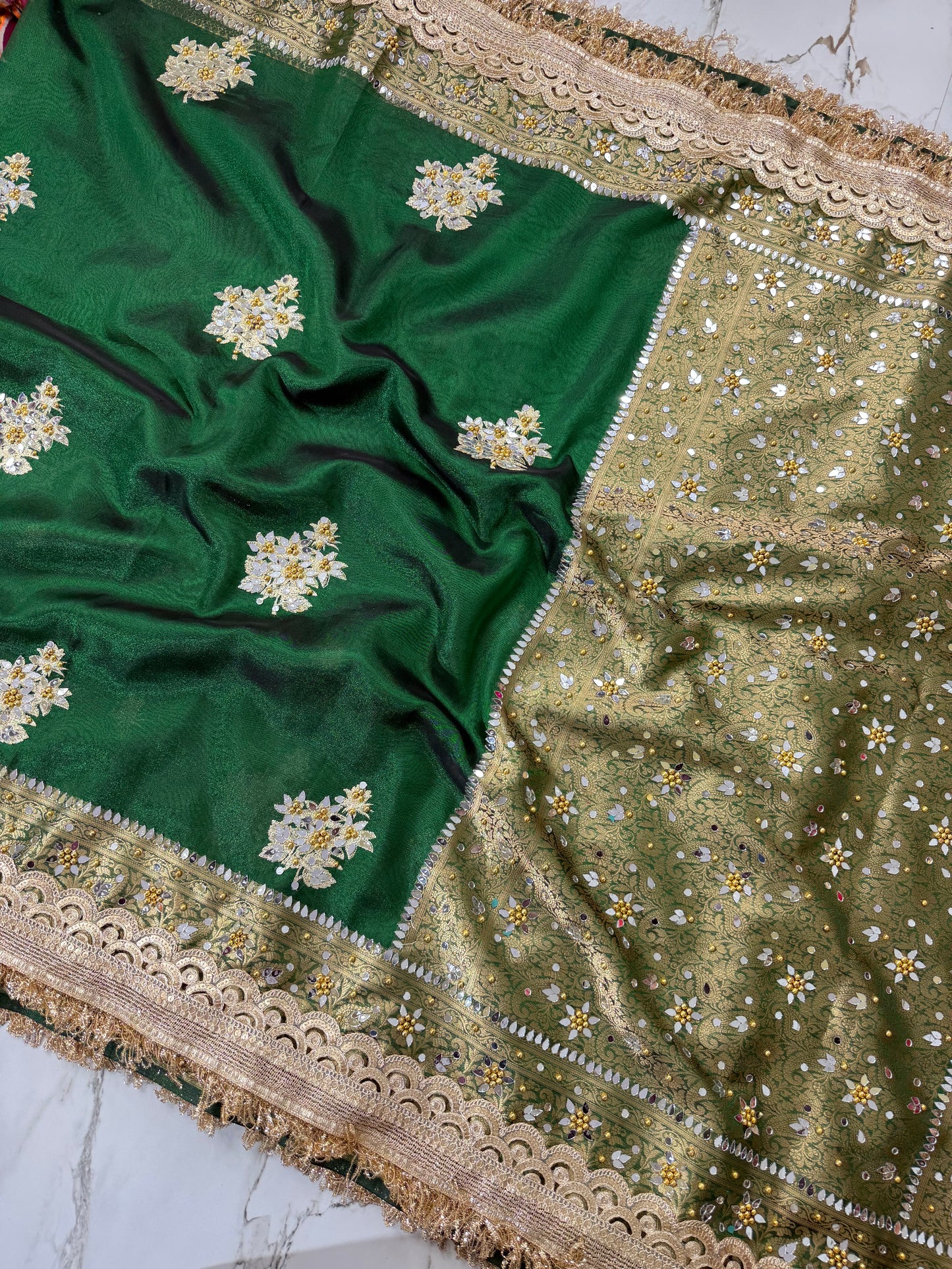 Banarasi Soft Tissue Silk Saree With Embroidery Work Or Mirror Work
