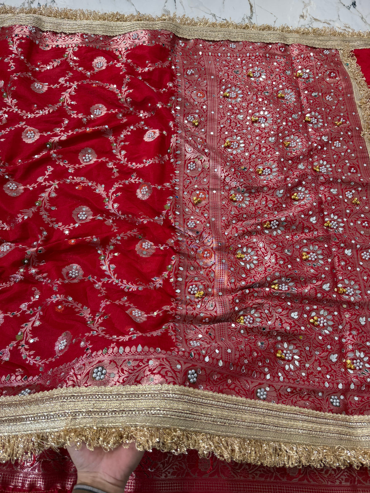 Banarasi Soft Georgette Silk Saree With Mirror And Ghunghroo Work