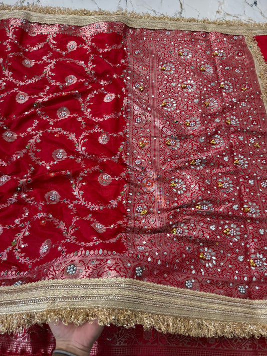 Banarasi Soft Georgette Silk Saree With Mirror And Ghunghroo Work