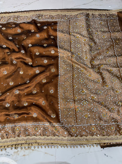 Banarasi Soft Tissue Silk Saree With Mirror And Ghunghroo Work