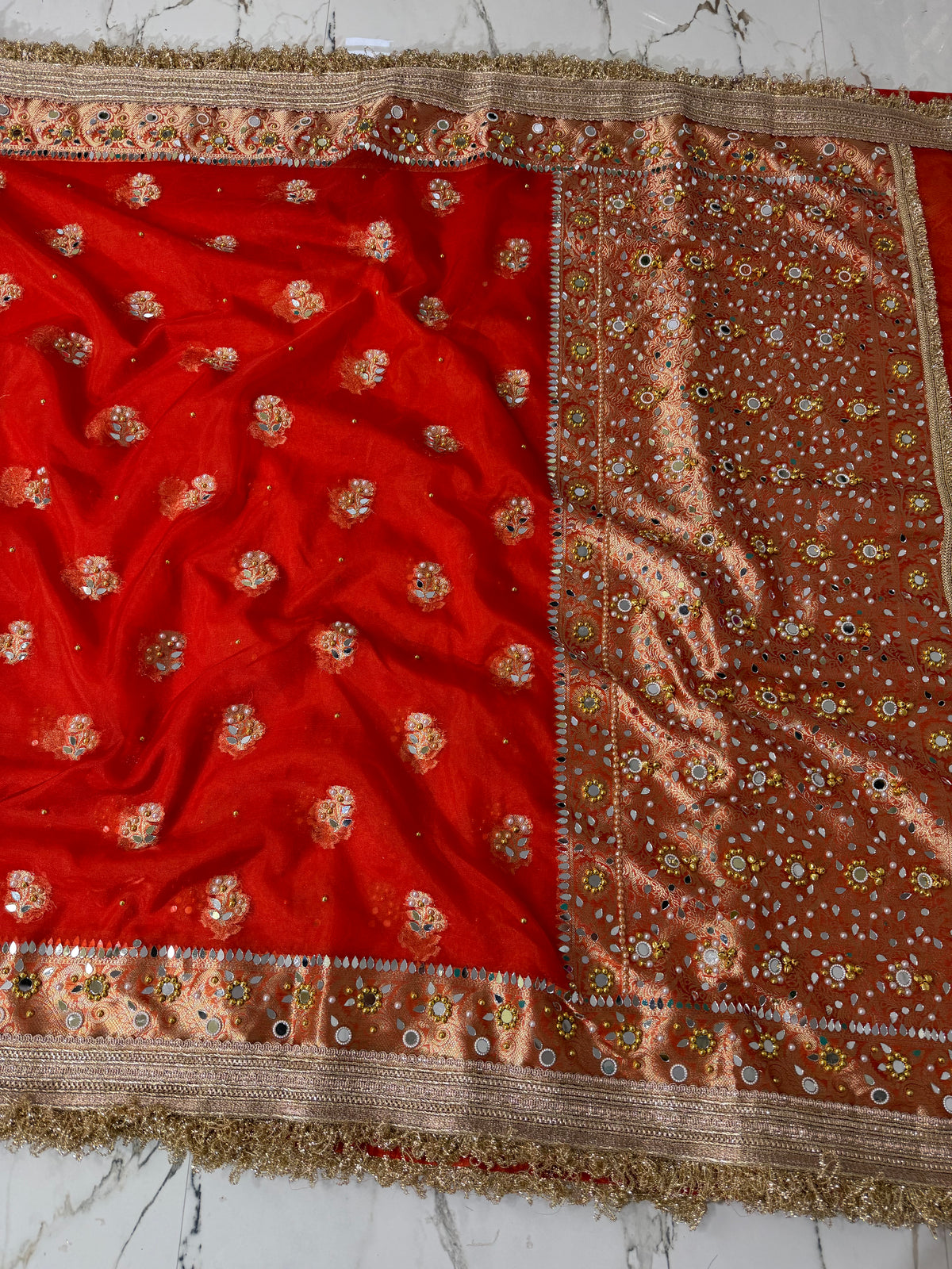 Banarasi Premium Quality Soft Kora Silk Saree With Mirror And Ghunghroo Work