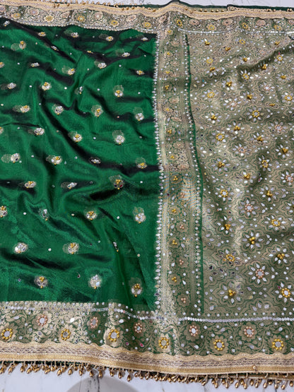 Banarasi Soft Tissue Silk Saree With Mirror And Ghunghroo Work