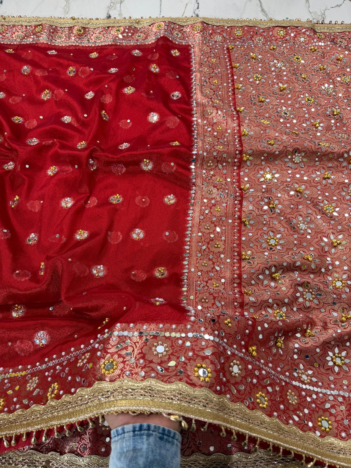 Banarasi Soft Tissue Silk Saree With Mirror And Ghunghroo Work