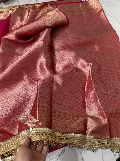 Banarasi Soft Tissue Silk Saree With Dual Tone