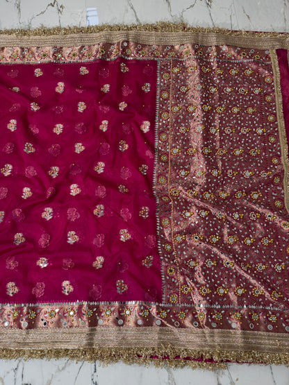 Banarasi Premium Quality Soft Kora Silk Saree With Mirror And Ghunghroo Work