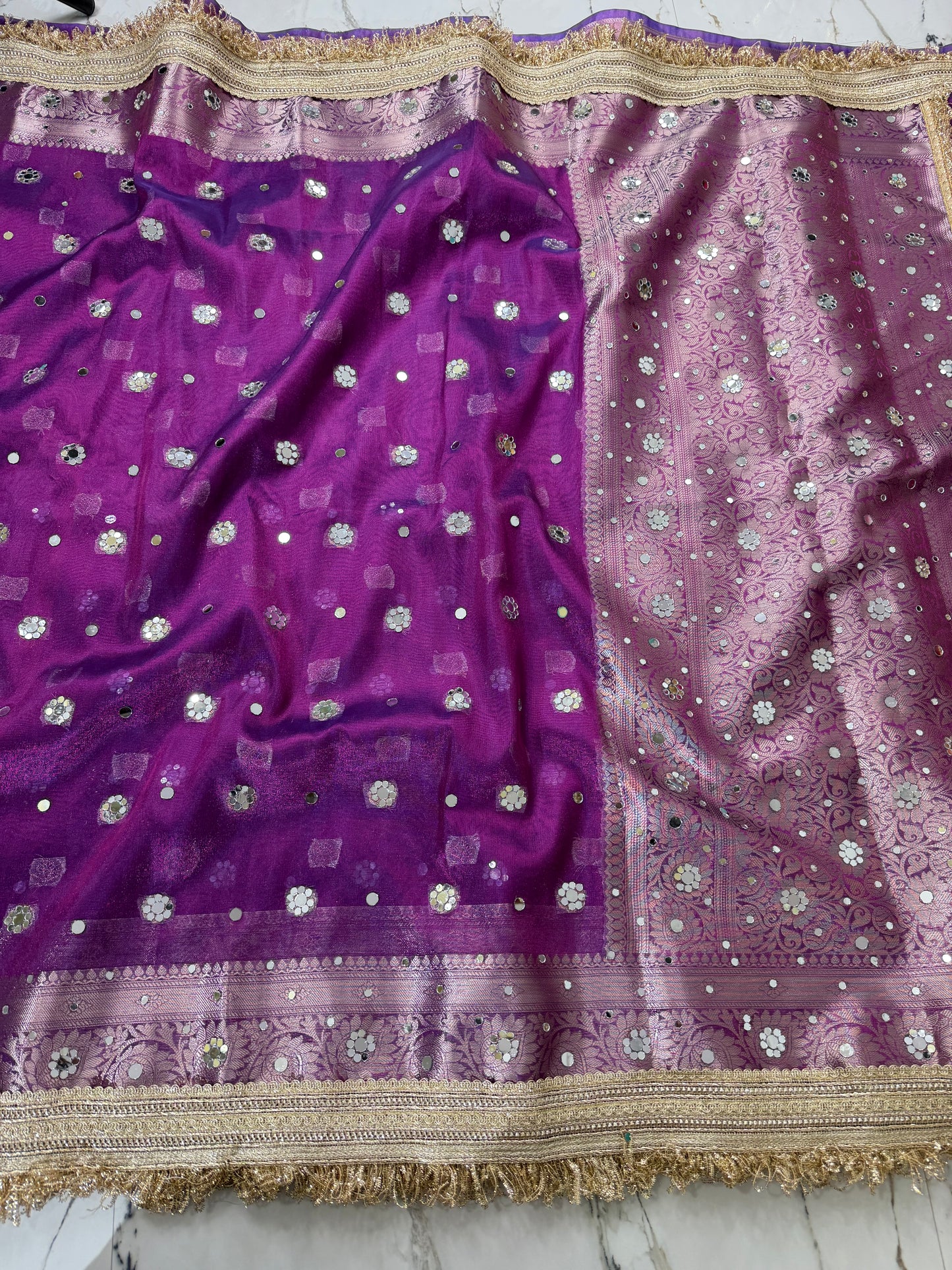 Banarasi Soft Tissue Silk Saree With Mirror Work