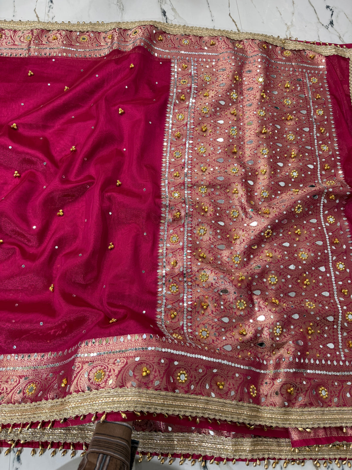 Banarasi Soft Tissue Silk Saree With Mirror And Ghunghroo Work
