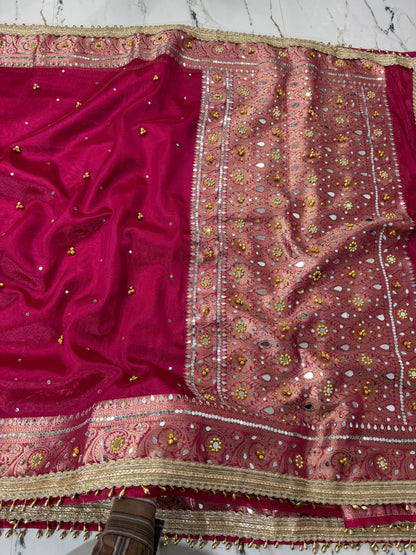 Banarasi Soft Tissue Silk Saree With Mirror And Ghunghroo Work