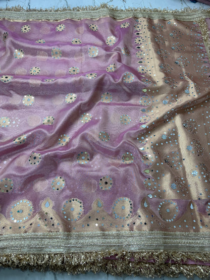 Banarasi Soft Tissue Silk Saree With Mirror Work