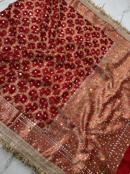Banarasi Premium Quality Soft Tissue Silk Saree With Mirror And Pearl Work