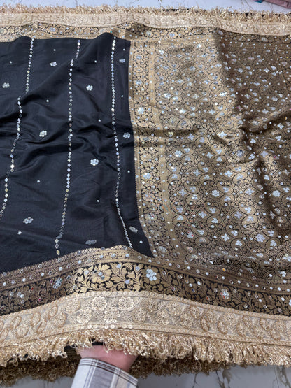 Banarasi Worm Silk Saree With Mirror Work