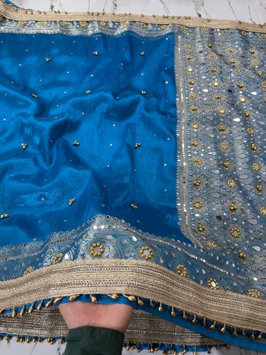 Banarasi Soft Tissue Silk Saree With Mirror And Ghunghroo Work