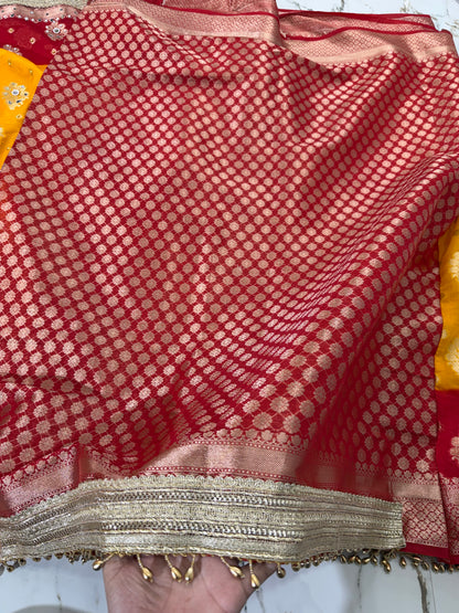 Banarasi Soft Georgette Silk Saree With Mirror And Ghunghroo Work