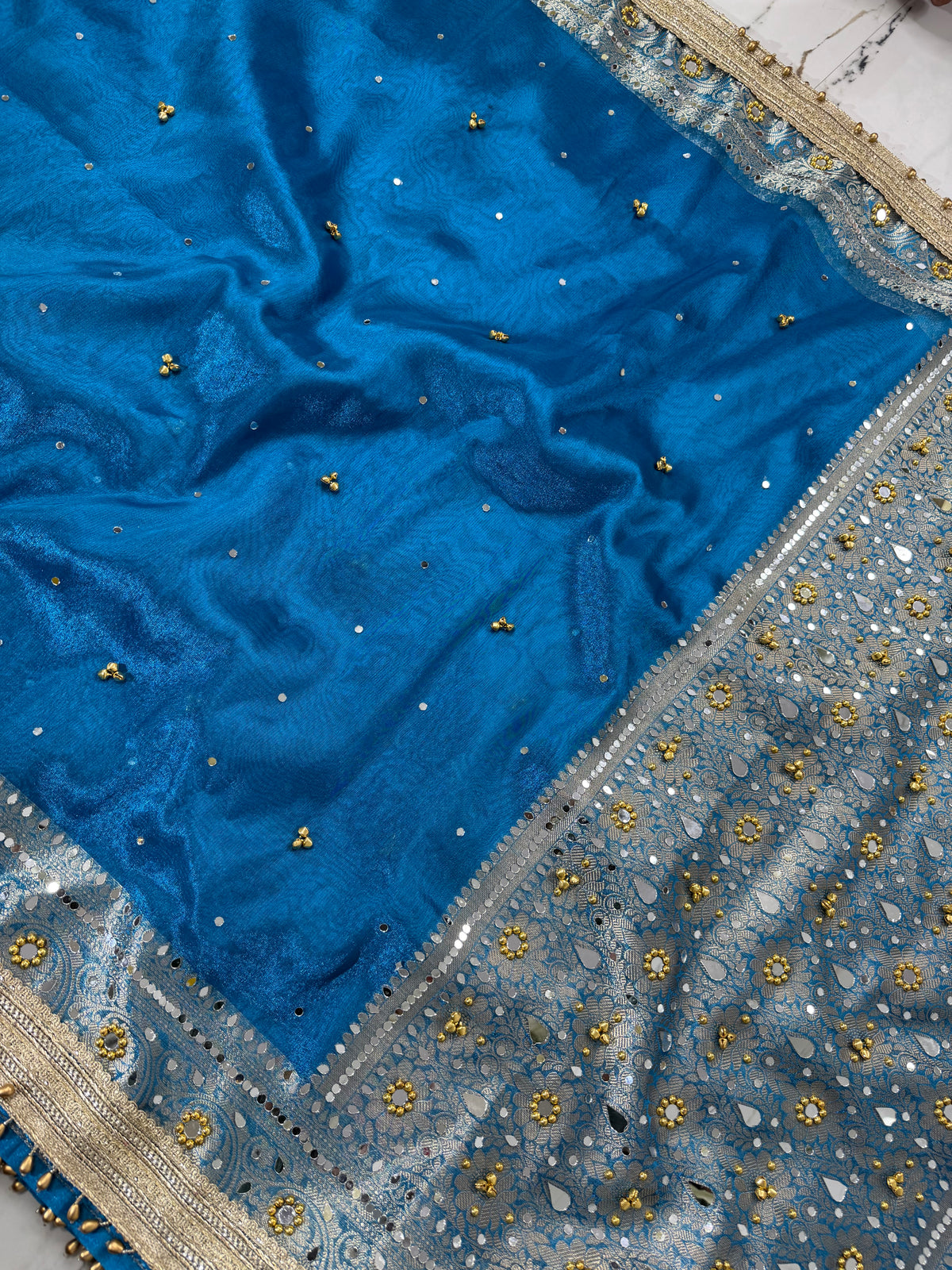 Banarasi Soft Tissue Silk Saree With Mirror And Ghunghroo Work