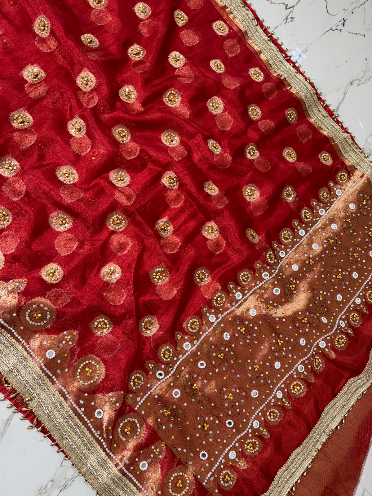 Banarasi Soft Tissue Silk Saree With Mirror And Ghunghroo Work