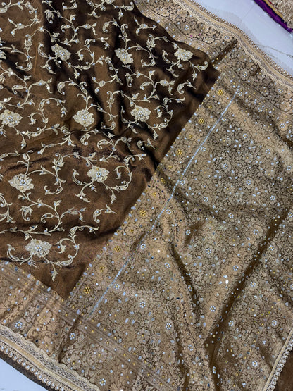 Banarasi Soft Tissue Silk Saree With Embroidery Work or Mirror Work
