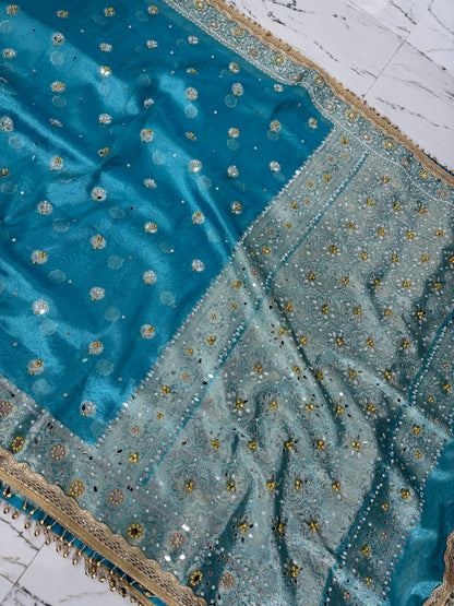 Banarasi Soft Tissue Silk Saree With Mirror And Ghunghroo Work