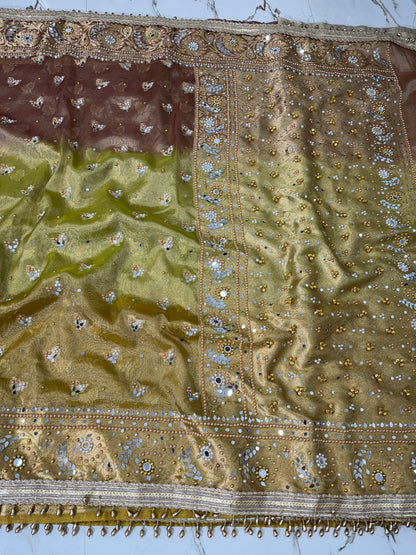 Banarasi Soft Tissue Silk Saree With Mirror And Ghunghroo Work