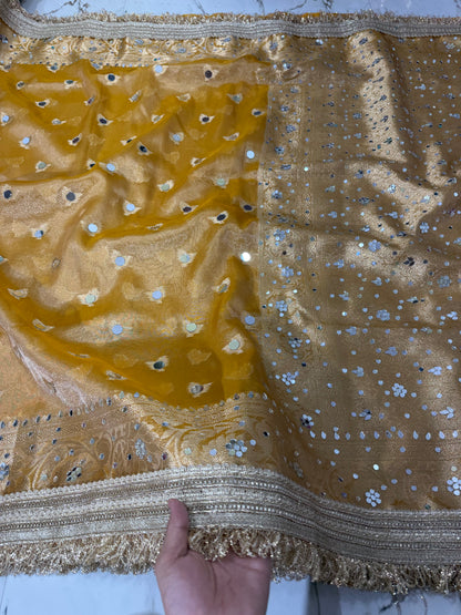 Banarasi Soft Tissue Silk Saree With Mirror Work