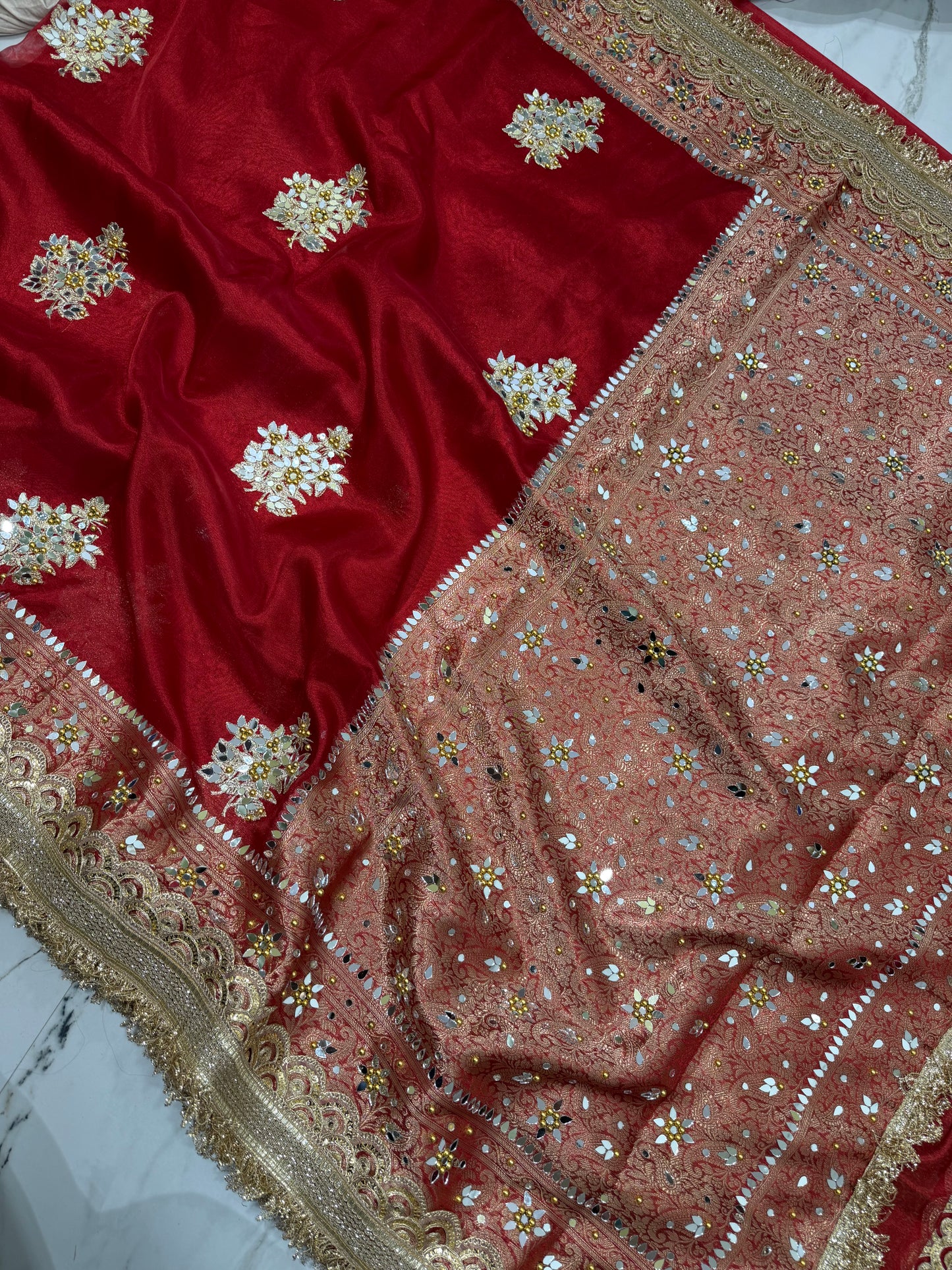 Banarasi Soft Tissue Silk Saree With Embroidery Work or Mirror work