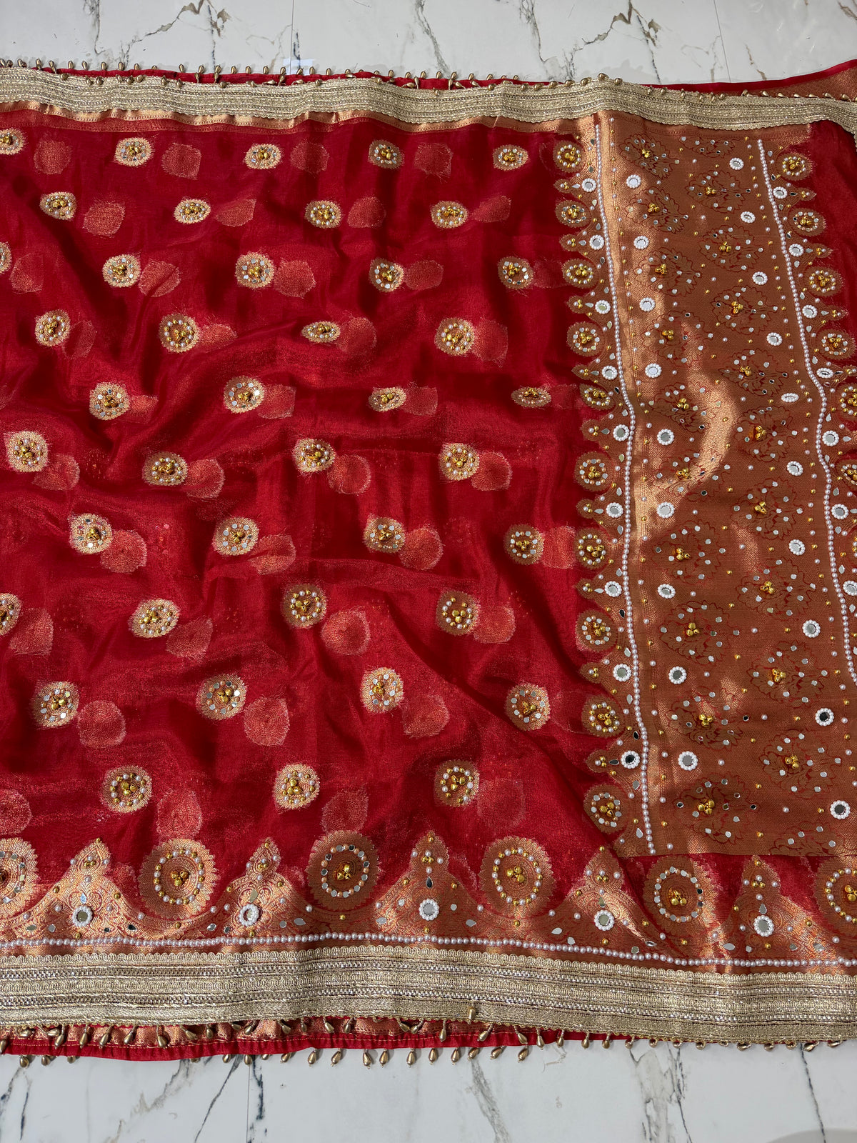 Banarasi Soft Tissue Silk Saree With Mirror And Ghunghroo Work