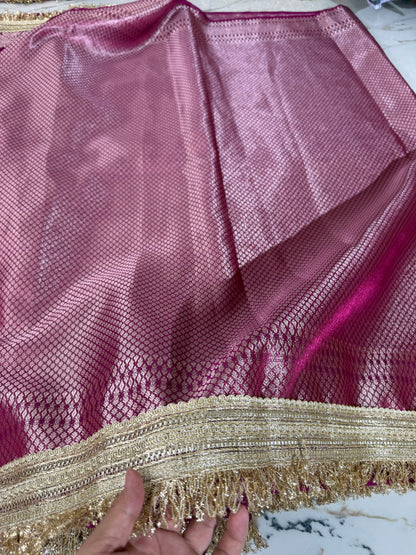 Banarasi Soft Tissue Silk Saree With Mirror And Pearl Work