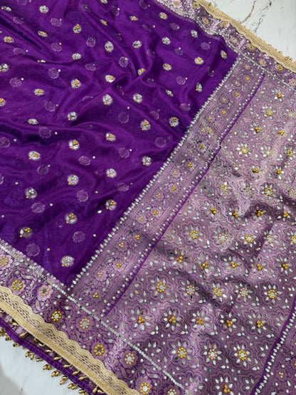 Banarasi Soft Tissue Silk Saree With Mirror And Ghunghroo Work