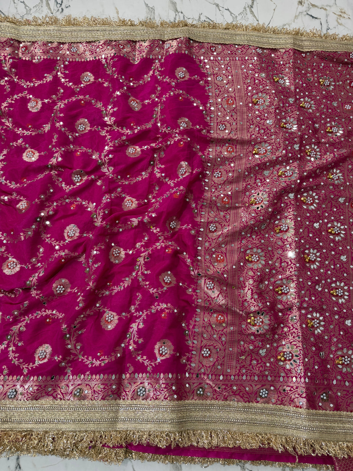 Banarasi Soft Georgette Silk Saree With Mirror And Ghunghroo Work